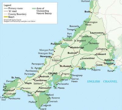 Map of Cornwall